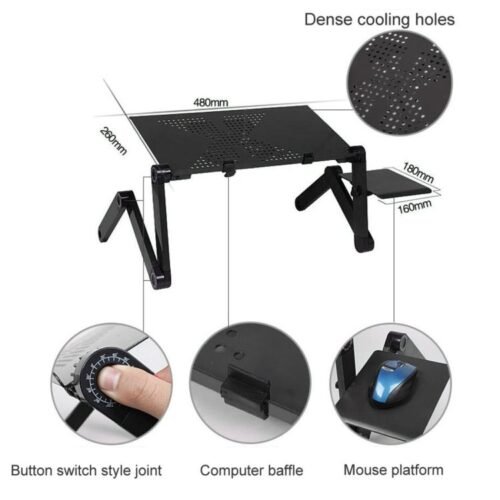 Suporte de mesa dobrável ajustável portátil de liga de alumínio de 360 graus com mouse pad para laptop / notebook, sem ventiladores de CPU - Image 4