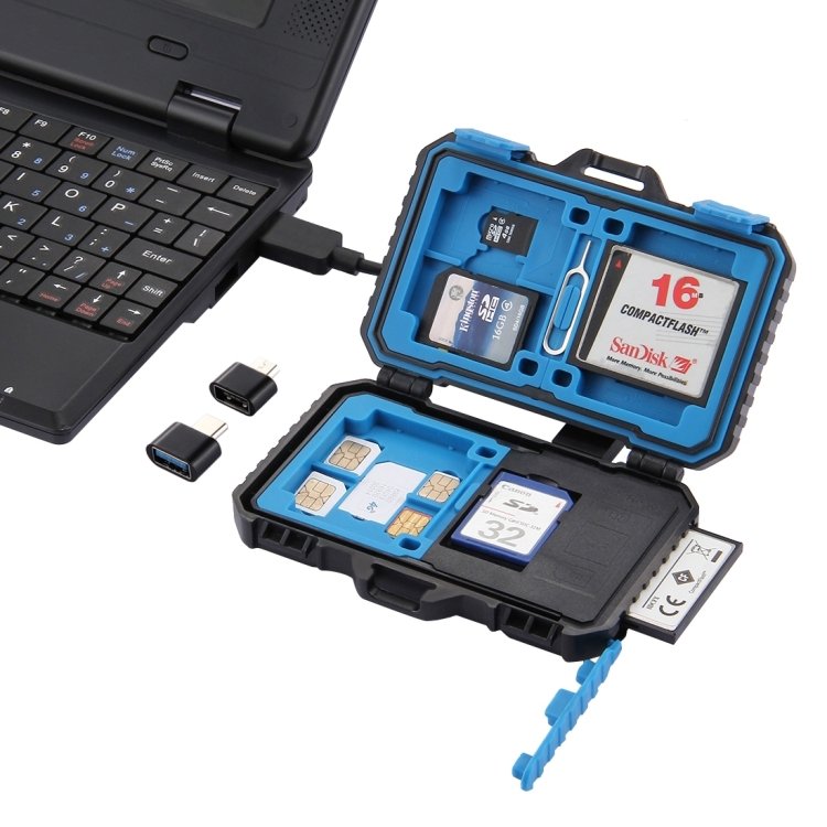 Leitor de cartão PULUZ + capa de cartão de memória 22 em 1 para 1 SIM padrão + 2Micro-SIM + 2Nano-SIM + 3CF + 7SD + 6TF + 1 PIN DE CARTÃO, 22 in 1 + Card Reader(US), 22 in 1 + Card Reader(AE), 22 in 1 + Card Reader