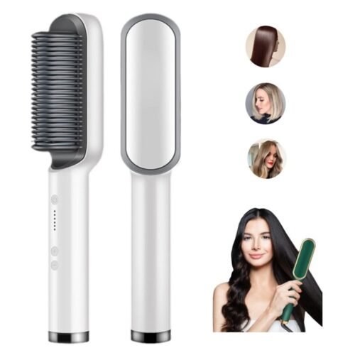 Alisador de cabelo 2 em 1 escova e modelador de cabelo de íon negativo alisador de cabelo pente - Image 2