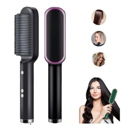 Alisador de cabelo 2 em 1 escova e modelador de cabelo de íon negativo alisador de cabelo pente - Image 3