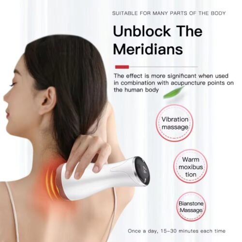 Pedra de acupuntura elétrica compressa quente massageador vibratório de corpo inteiro universal aparelho gua sha ajustável de 9 velocidades - Image 4