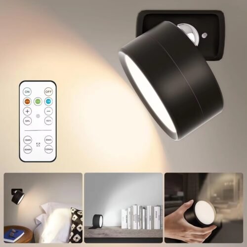 Lâmpada LED giratória de 360 ​​graus, holofote magnético para gabinete, luz noturna atmosférica, Black - Image 2