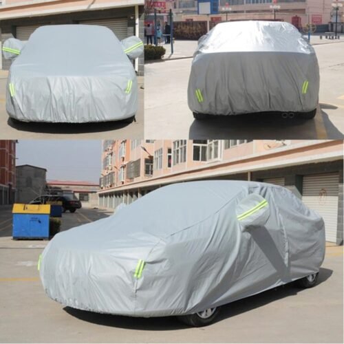Capa protetora de carro em PVC antipoeira à prova de sol com faixas de advertência, se encaixa em carros de até 4,4 m (172 polegadas) de comprimento - Image 5