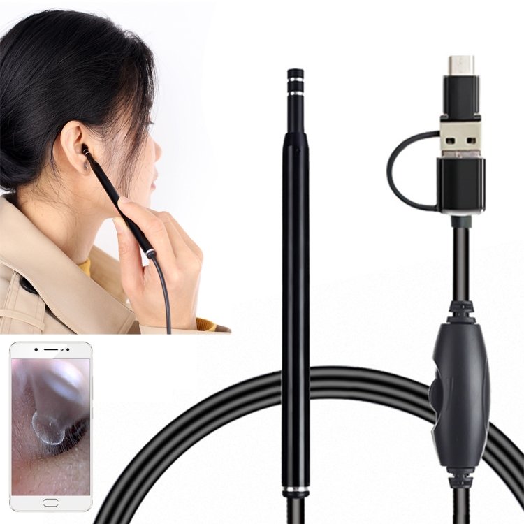 An101 5.5mm otoscópio doméstico três em um endoscópio de ouvido 30w hd otoscópio visual de seleção de ouvido, 30W