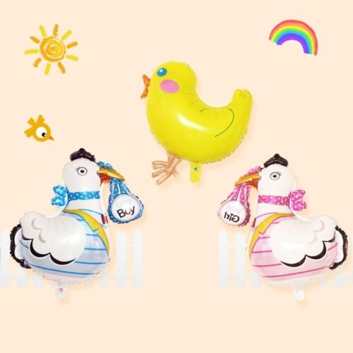 Balões de ornamento animal para festa de feriado de páscoa com padrão de frango de desenho animado, entrega de cores aleatórias