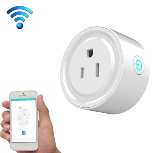Miniplugue WiFi de forma redonda 10A APP para controle remoto e controle remoto Soquete inteligente funciona com Alexa e Google Home, CA 100-240V, conector americano