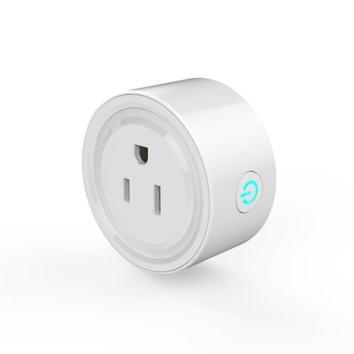Miniplugue WiFi de forma redonda 10A APP para controle remoto e controle remoto Soquete inteligente funciona com Alexa e Google Home, CA 100-240V, conector americano - Image 2