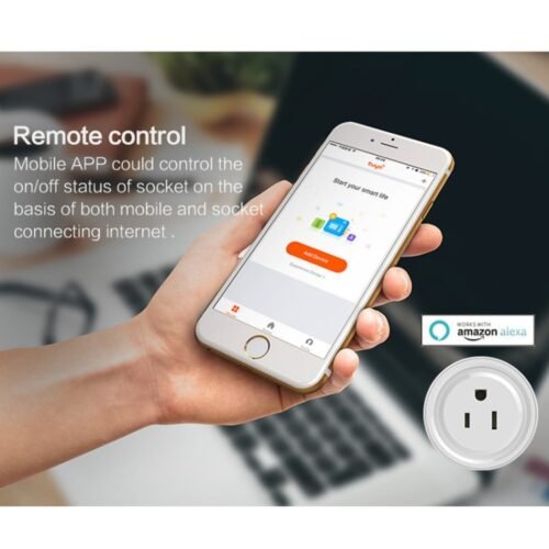 Miniplugue WiFi de forma redonda 10A APP para controle remoto e controle remoto Soquete inteligente funciona com Alexa e Google Home, CA 100-240V, conector americano - Image 13