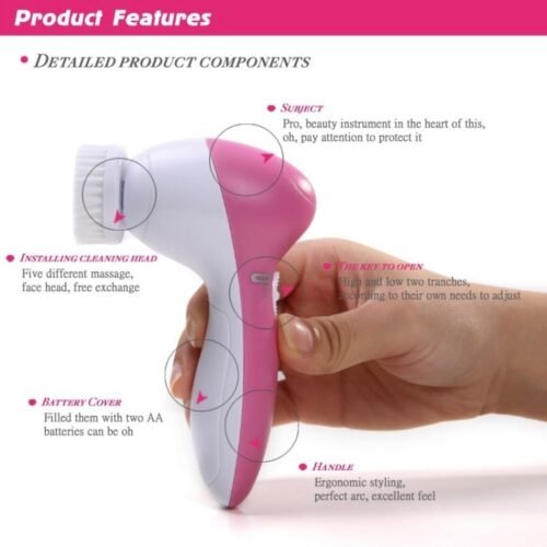 Pincel de beleza 5 em 1 massageador de limpeza facial cuidados com a pele limpador elétrico facial - Image 9