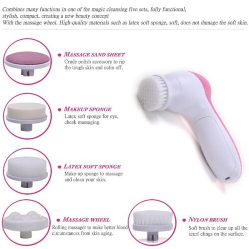 Pincel de beleza 5 em 1 massageador de limpeza facial cuidados com a pele limpador elétrico facial - Image 10