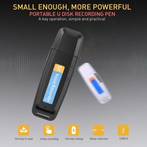 SK001 U-Disk recarregável profissional portátil USB gravador de voz de áudio digital caneta suporte cartão TF até 32 GB ditafone flash drive, 32GB - Image 4