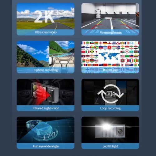 Lente de câmera de 3 polegadas com tela IPS de 3 polegadas WiFi Car Dash Cam 1080P Night Vision Dash Camera para carros - Image 3