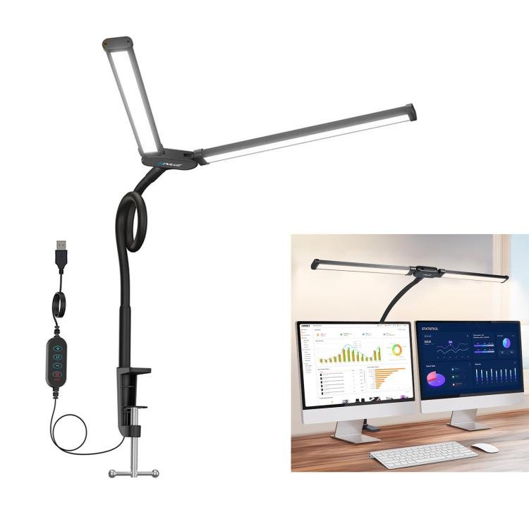 PULUZ Gooseneck Tube LED Fill Light Lâmpada de mesa com clipe de cabeça dupla
