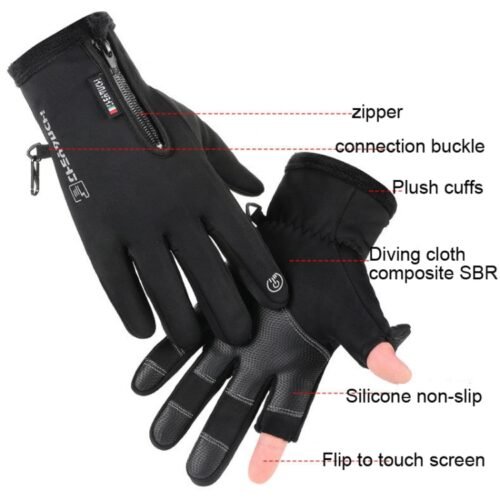 Luvas quentes para esportes ao ar livre para pesca sem dedos com tela sensível ao toque, M, L, XL, XXl - Image 6